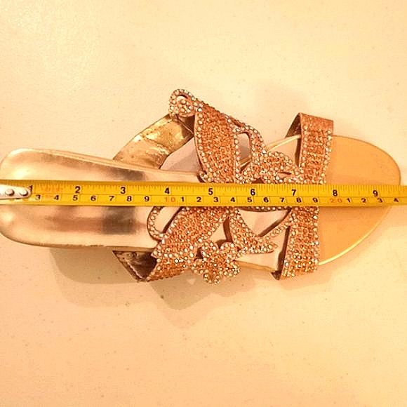 🎁FREE GIFT INCLUDED🎁 NEW Embellished Rhinestone Glitter Sandals Low Heels - Picture 11 of 15